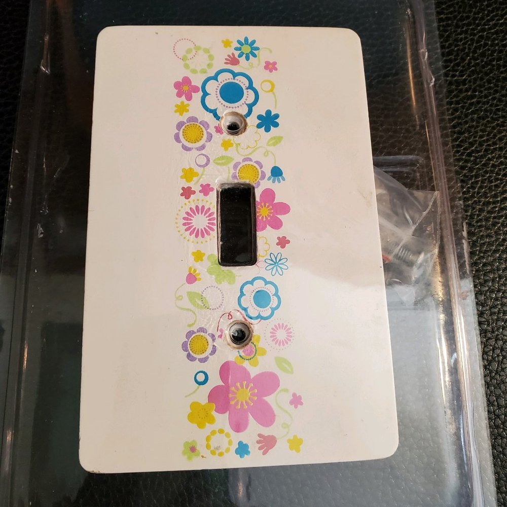 Light switch Cover White w/ Multi-Colored flowers